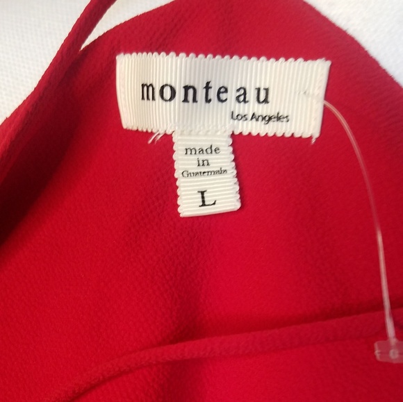 Monteau Red Scalloped edge dress L - Picture 2 of 3